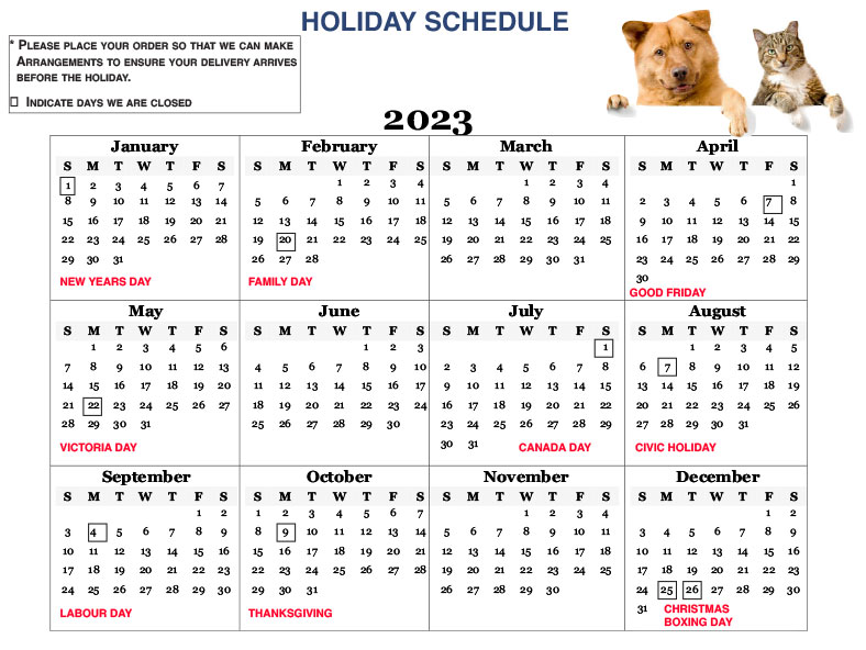 Holiday Schedule